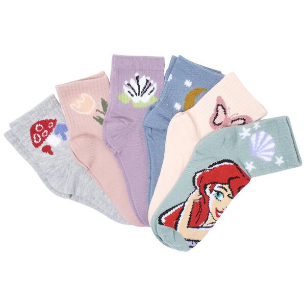 Girls Disney Princess 6pk. Capri Socks - image 