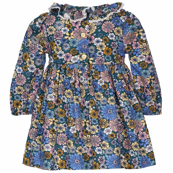 Toddler Girl Bonnie Jean Floral Pierrot Long Sleeve Smock Dress