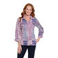 Womens Multiples Roll Sleeve Houndstooth Shimmer Blouse - image 1