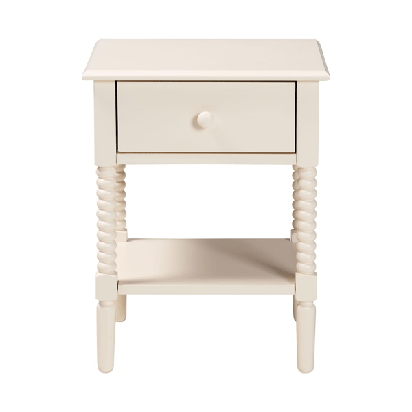 Baxton Studio Braith Farmhouse Ivory Wood 1-Drawer Nightstand