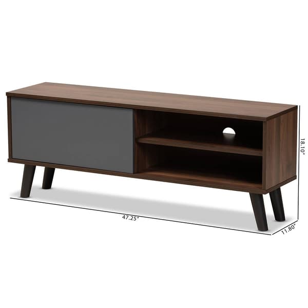Baxton Studio Mallory Two-Tone Walnut Brown Finish Wood TV Stand