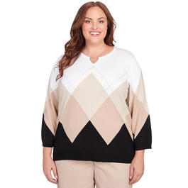 Plus Size Alfred Dunner Neutral Territory Ombre Diamond Sweater