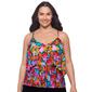 Plus Size American Beach Double Ruffle Flounce Tankini Swim Top - image 1