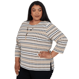 Plus Size Alfred Dunner Cityscape Biadere Stripe Blouse