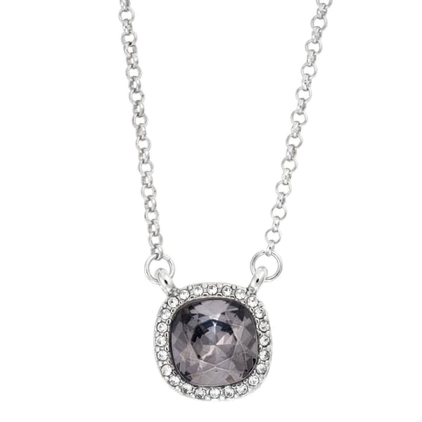Athra Smokey Grey Crystal Cushion Pendant Necklace - image 