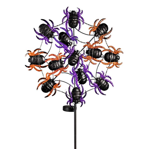 Evergreen 44" Blinking Solar Purple Spider Web Garden Stake