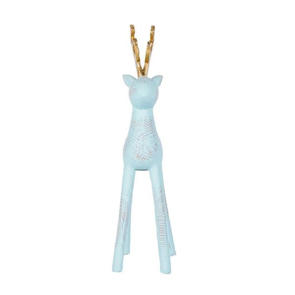 National Tree 9in. Pastel Blue Woodgrain Deer Figurine