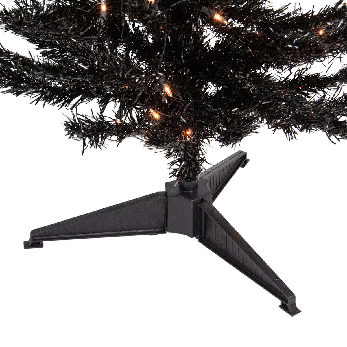 Northlight 4ft. Pre-Lit Black Artificial Tinsel Christmas Tree