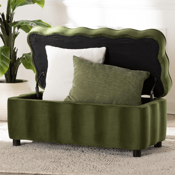 bali & pari Paulina Velvet Storage Bench