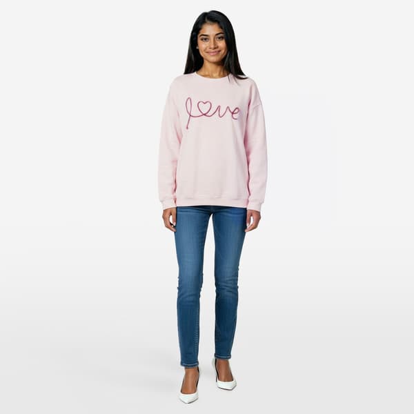 Juniors No Comment Soutache Love Applique Sweatshirt
