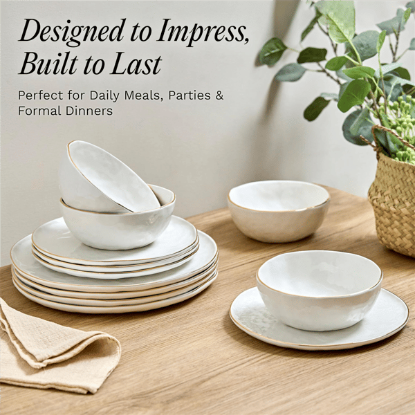 Sango Gansevoort 12pc. White Porcelain Dinnerware Set