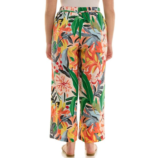 Womens Zac & Rachel Tropical Pull On Wide Leg Pants
