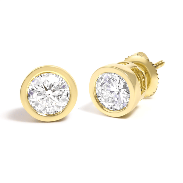 Haus of Brilliance Lab Grown Diamond Screwback Bezel Stud Earrin