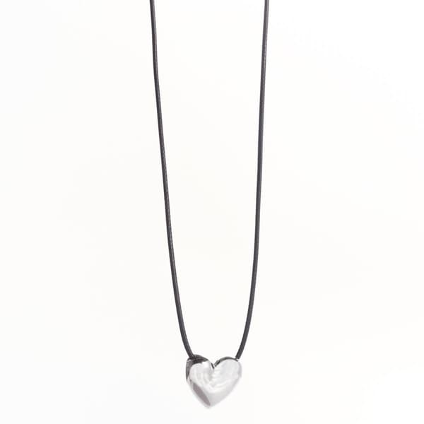 Design Collection Silver-Tone Heart Corded Necklace - image 