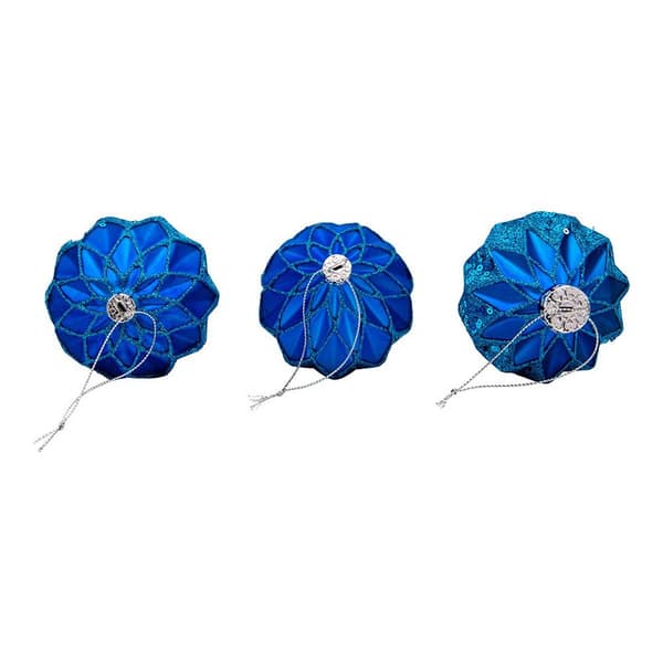 Kurt Adler Glittered Sequin Blue 3pc. Ornament Set