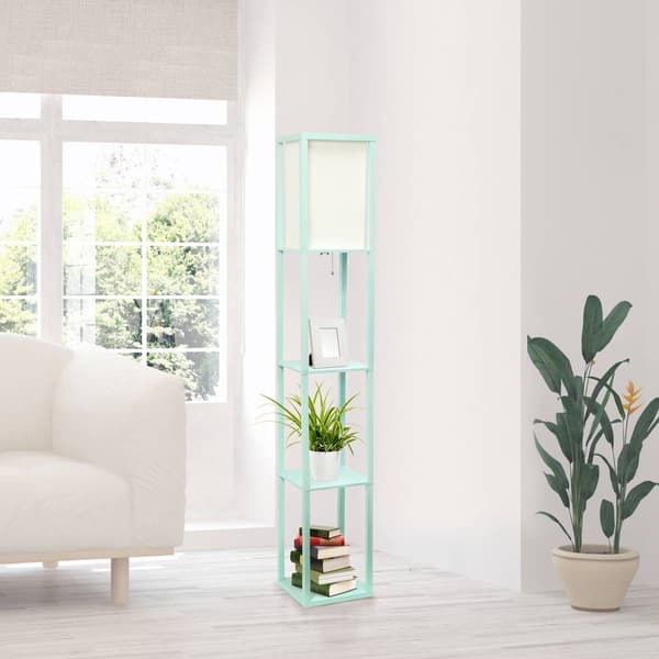 Lalia Home Column Shelf Floor Lamp w/Linen Shade
