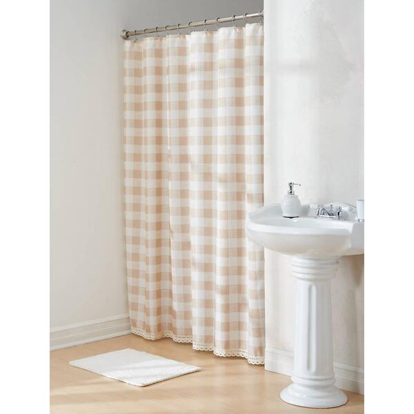 Marigold Grove&#40;tm&#41; Check Lace Shower Curtain - image 