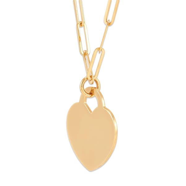 Gold Classics™ Polished Heart on Paperclip Chain Pendant Necklace