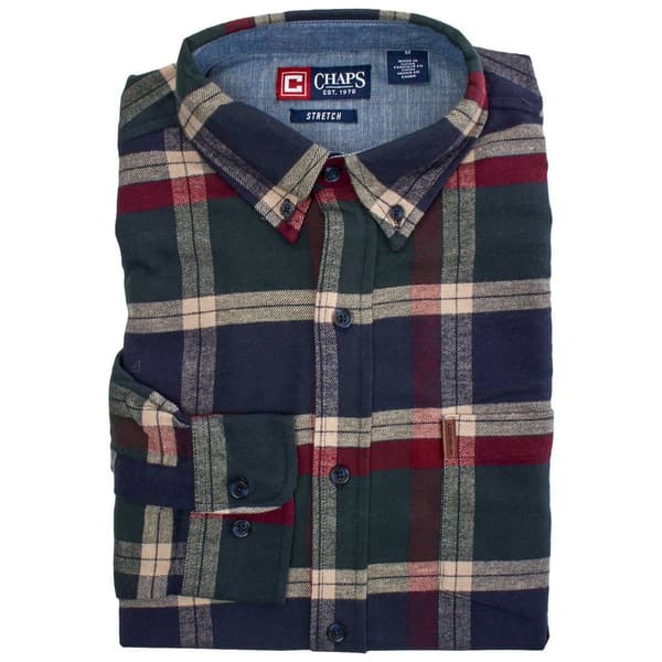 Mens Chaps Long Sleeve Stretch Flannel Shirt - Navy/Multi - image 