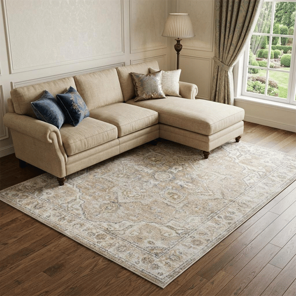 HomeRoots Beige Oriental Power Loom Washable Area Rug - image 