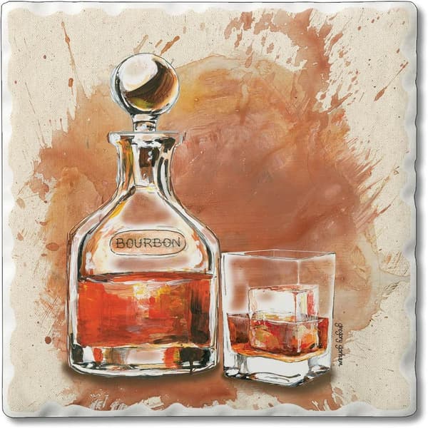 4pk. Bourbon Splash Square Coaster Set - image 