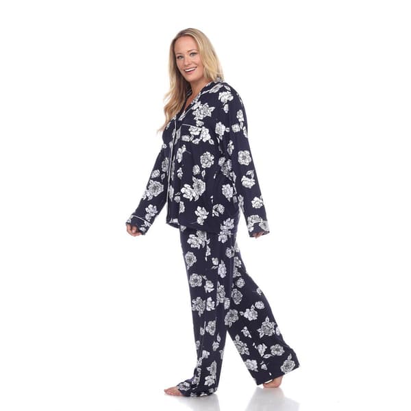 Plus Size White Mark 2pc. Long Sleeve Dotted Floral Pajama Set