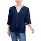 Petite NY Collection 3/4 Sleeve Eyelet Tie Front Button Down - image 5