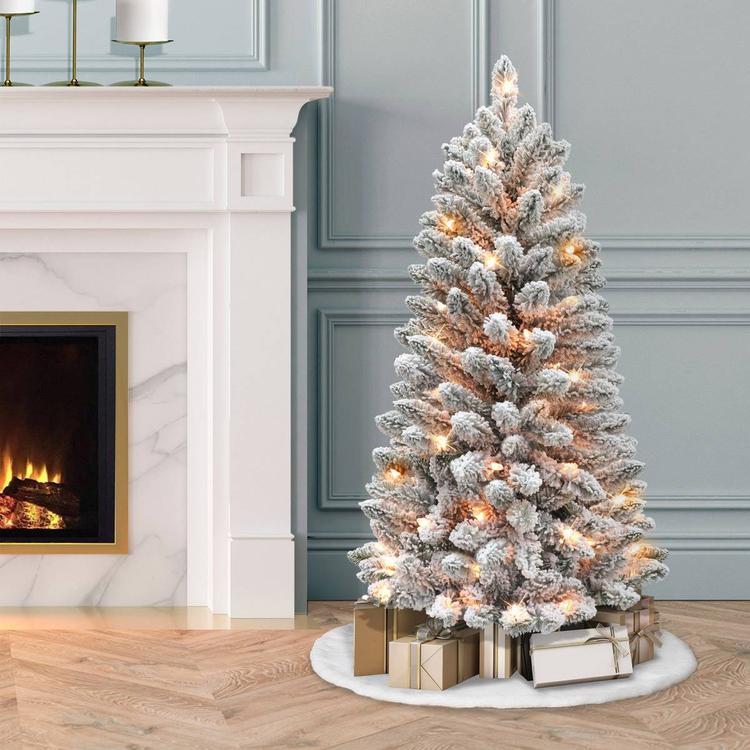 Puleo International 4ft. Flocked Pine Artificial Christmas Tree