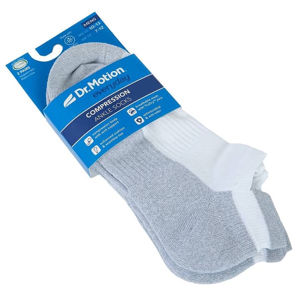 Mens Dr. Motion 2pk. Ankle Compression Socks - White