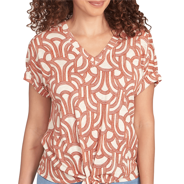 Petite Skye&#8217;s the Limit Spicy Graphic Abstract V-Neck Blouse