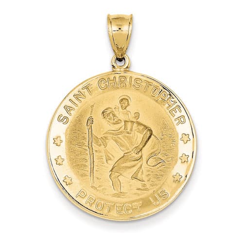 Unisex Gold Classics(tm) 14kt. Gold St. Christopher Pendant - image 
