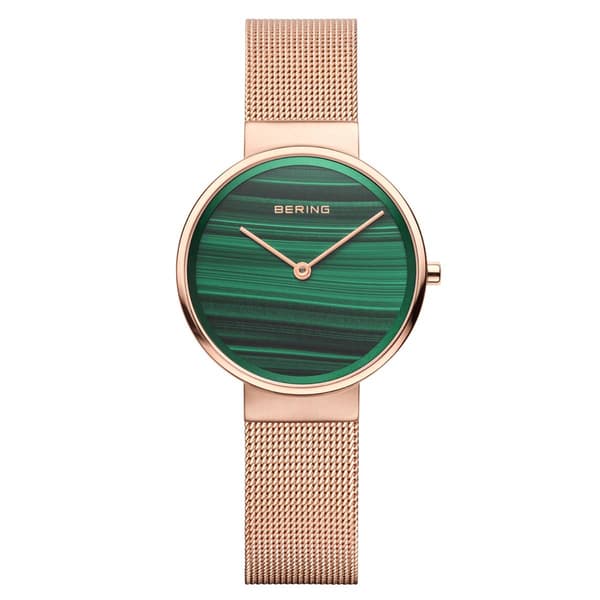Womens BERING Rose Gold Genuine Malichite Dial Watch - 14531-368 - image 