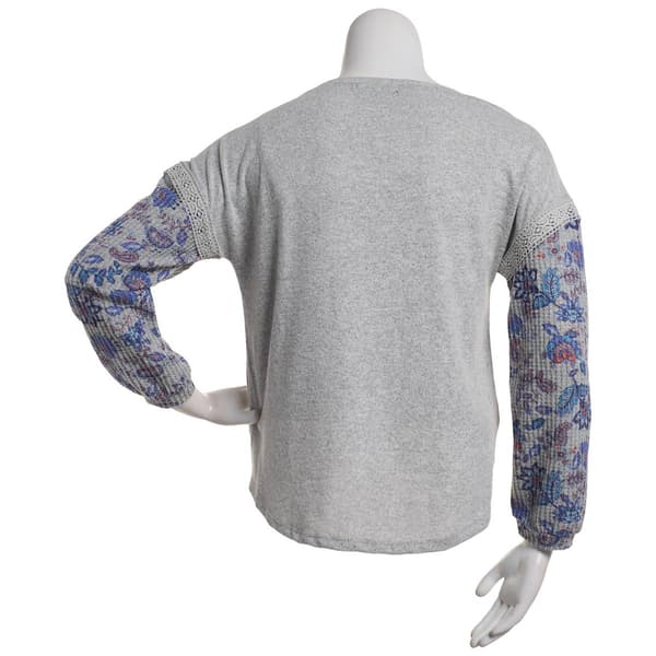 Womens Absolutely Famous Long Sleeve Mixed Media Thermal Tops