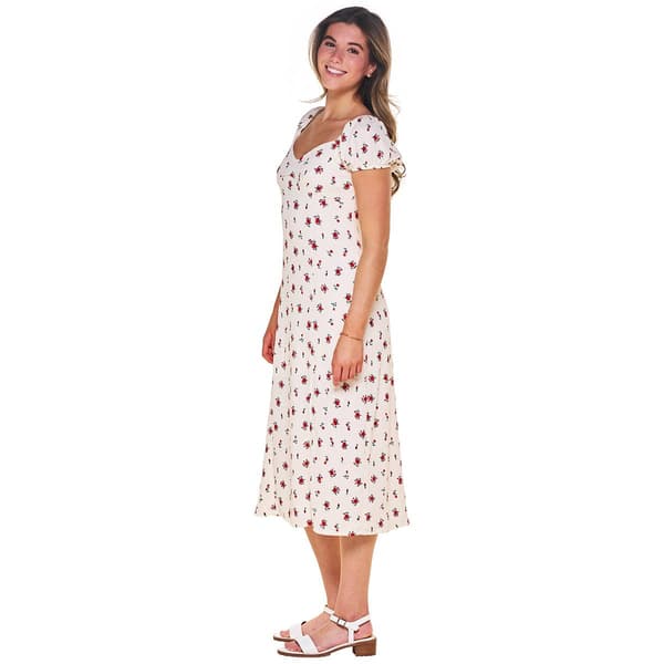 Juniors Madden Girl Short Sleeve Floral Peasant Smock Midi Dress
