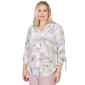 Petite Alfred Dunner Vintage Charm Tie Sleeve Tropical Blouse - image 3