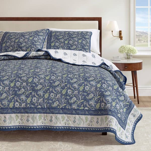 FreshFolds Indira 3pc. Reversible Floral Bordered Quilt Set - image 