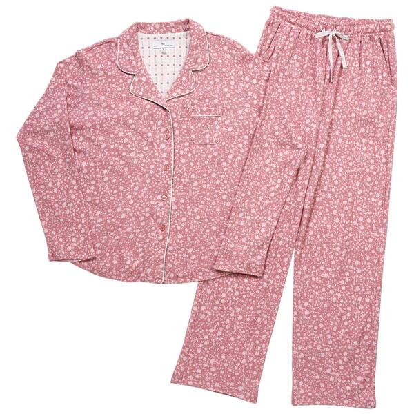 Womens Karen Neuburger Notch Collar Ditsy Floral Pajama Set - image 