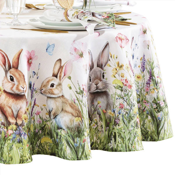 Threadmade Bunny Blossom Easter Tablecloth
