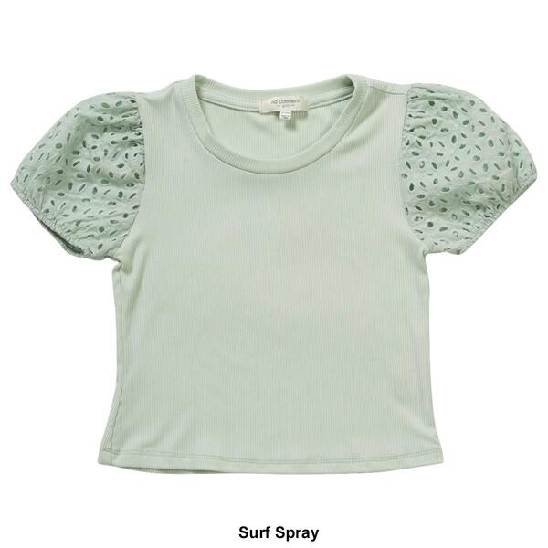 Girls &#40;7-16&#41; No Comment Eyelet Puff Sleeve Rib Yummy Top