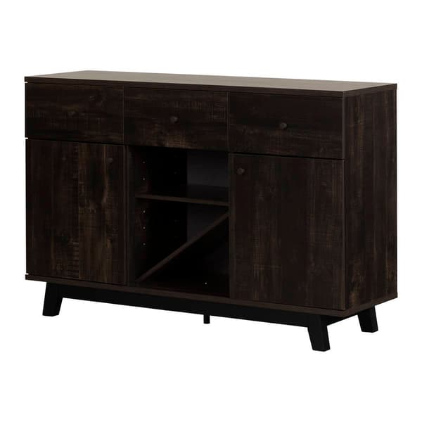 South Shore Bellami Rubbed Black Buffet w/Wine Storage - image 