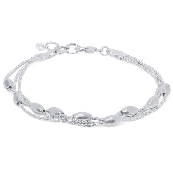 Silver Plated Ball Beaded Triple Chain Bracelet - image 