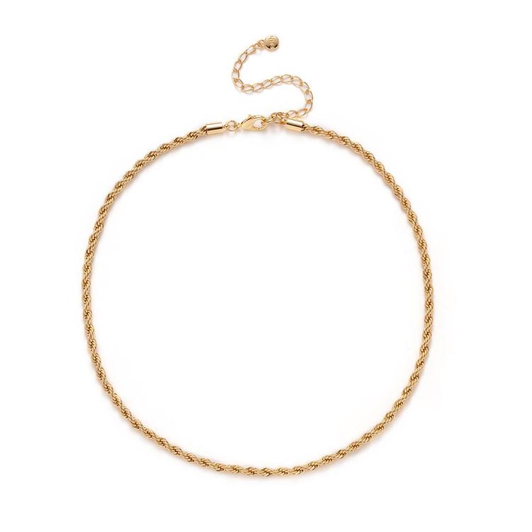 Roman Gold-Tone 4mm Chain Rope Necklace