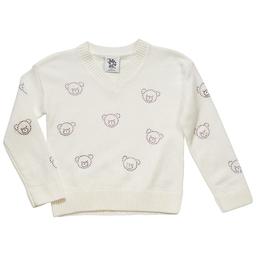 Girls (4-6x) Jolie & Joy Teddy Bear Rhinestone V-Neck Sweater