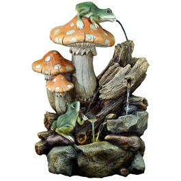Resin Mushrooms & Frog Fountain