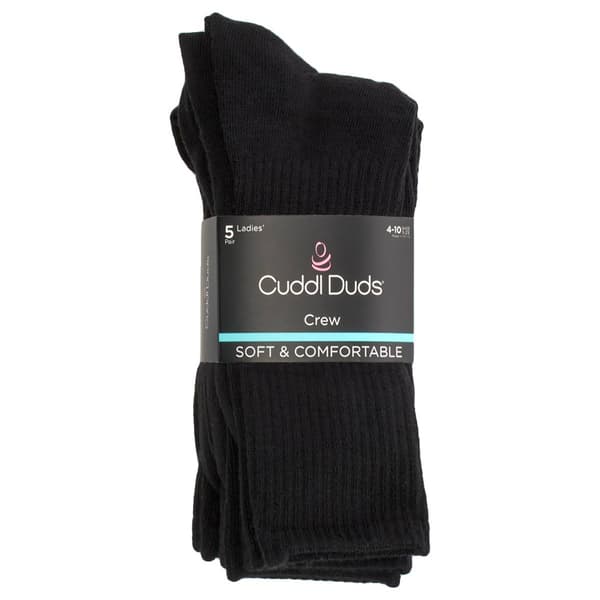 Womens Cuddl Duds(R) 5pk. Ribbed Shaft Crew Socks
