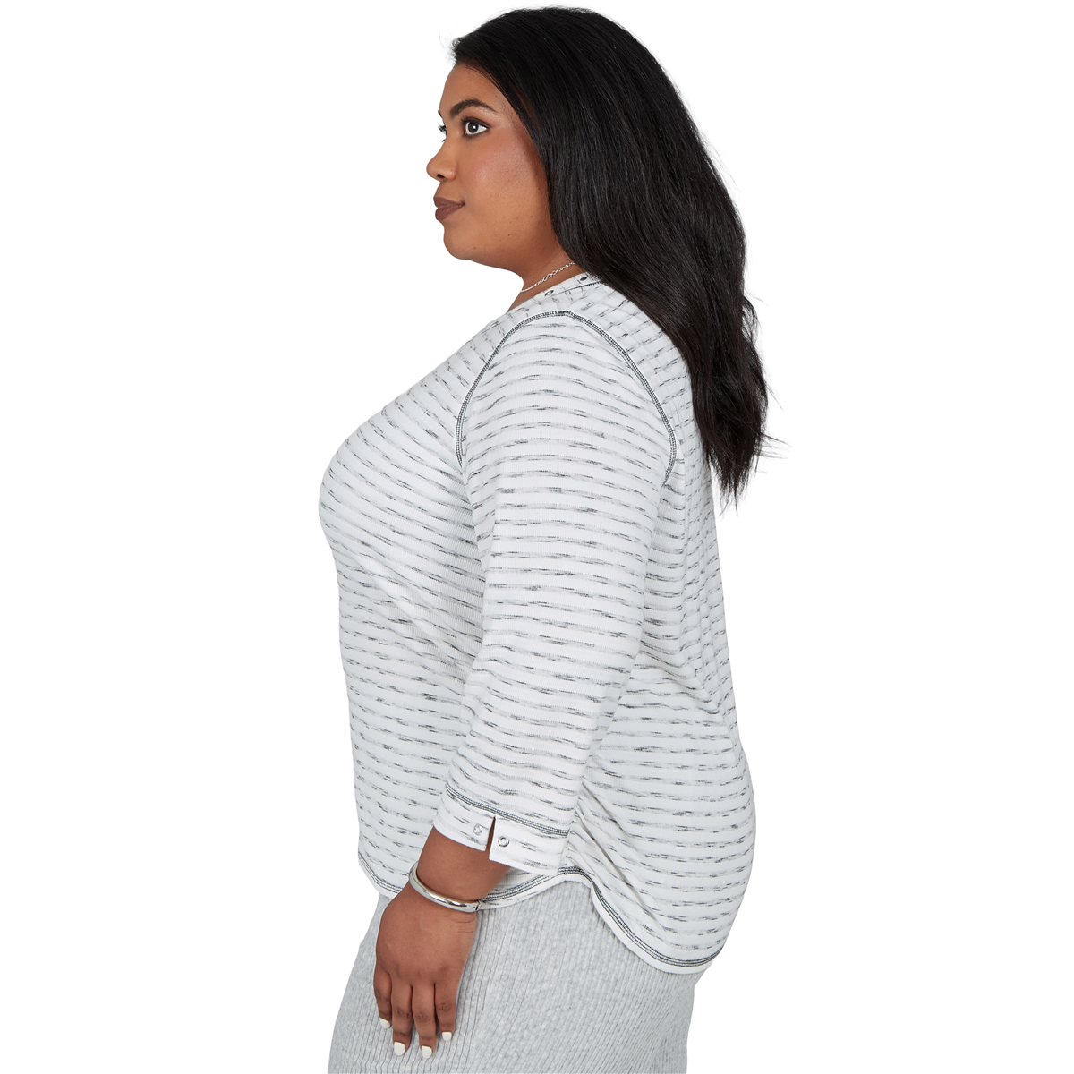Plus Size Alfred Dunner Weekend Warrior 3/4 Sleeve Stripe Blouse