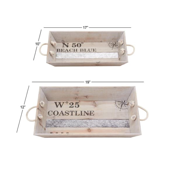9th & Pike&#174; Small Rectangular Nautical Tray - Set of 2