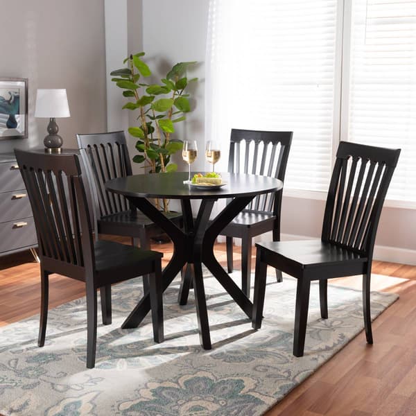 Baxton Studio Zora Dark Brown Wood 5pc. Dining Set