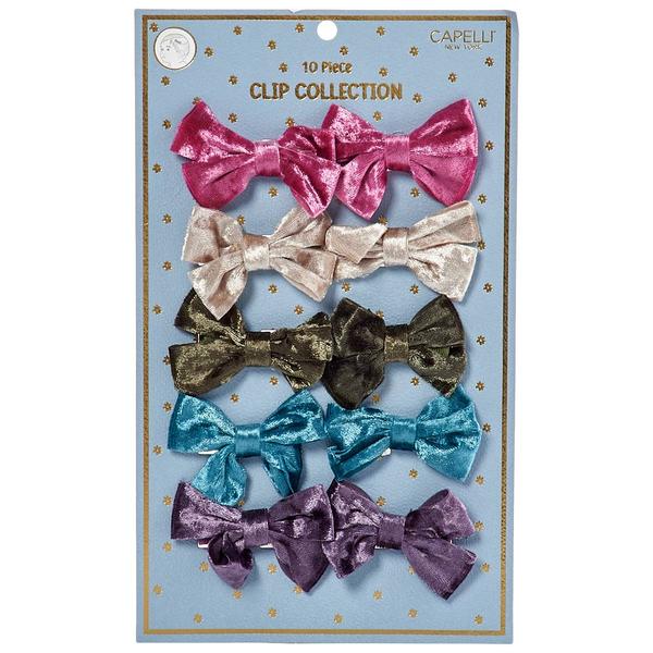 Baby Girl Capelli New York 10pc. Velvet Bow Clip Set - image 