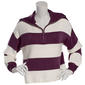 Juniors No Comment Polo Collar Quarter Zip Stripe Sweater - image 1